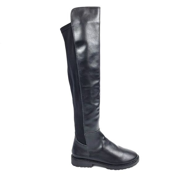 BLONDO Olivia Knee High Boots Waterproof Block Heel Horse Girl 8.5 Black Leather - Picture 1 of 13